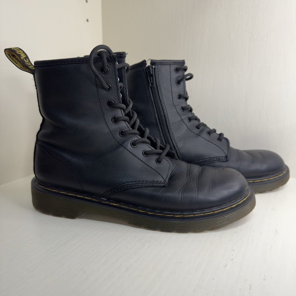 Dr. Martens Men Sz 5 Ladies Sz 6 1460Y Black Leather Lace Side Zip‎ Combat Boot